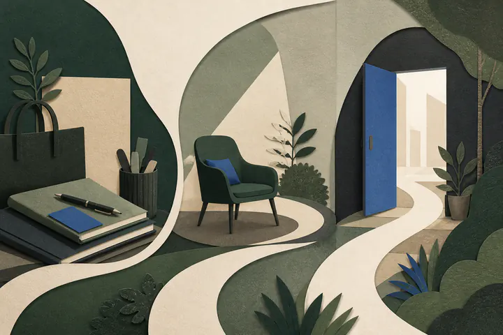 A focused route from preparation through rehearsal to an open interview doorway
