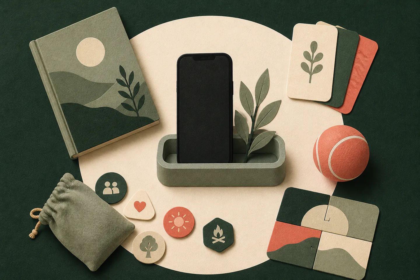 A phone resting in a dock beside inviting family activities