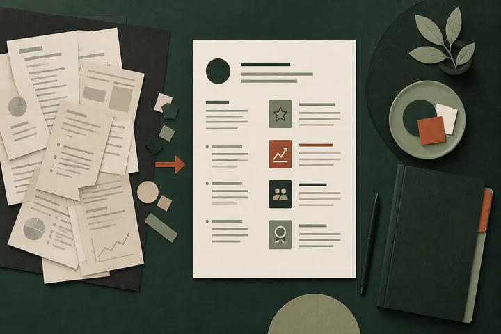 Scattered experience notes becoming one clear professional document
