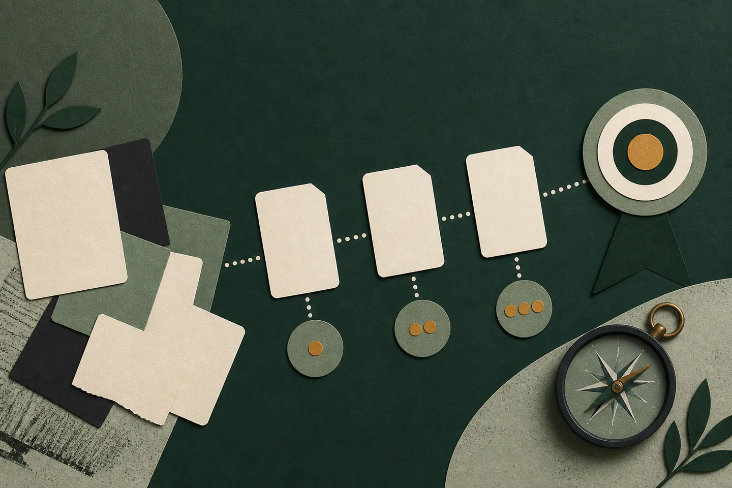 Planning cards forming a clear sequence toward a focused goal
