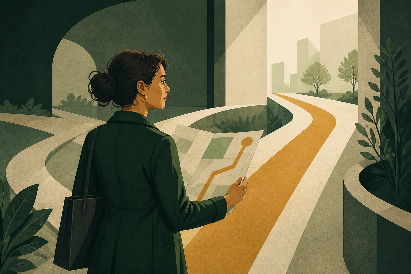 A professional choosing a clear route at a career crossroads