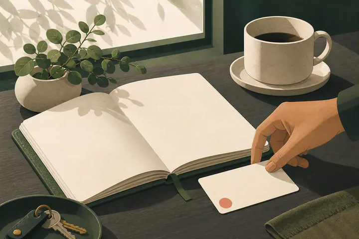 A calm morning workspace prepared around one intentional daily choice