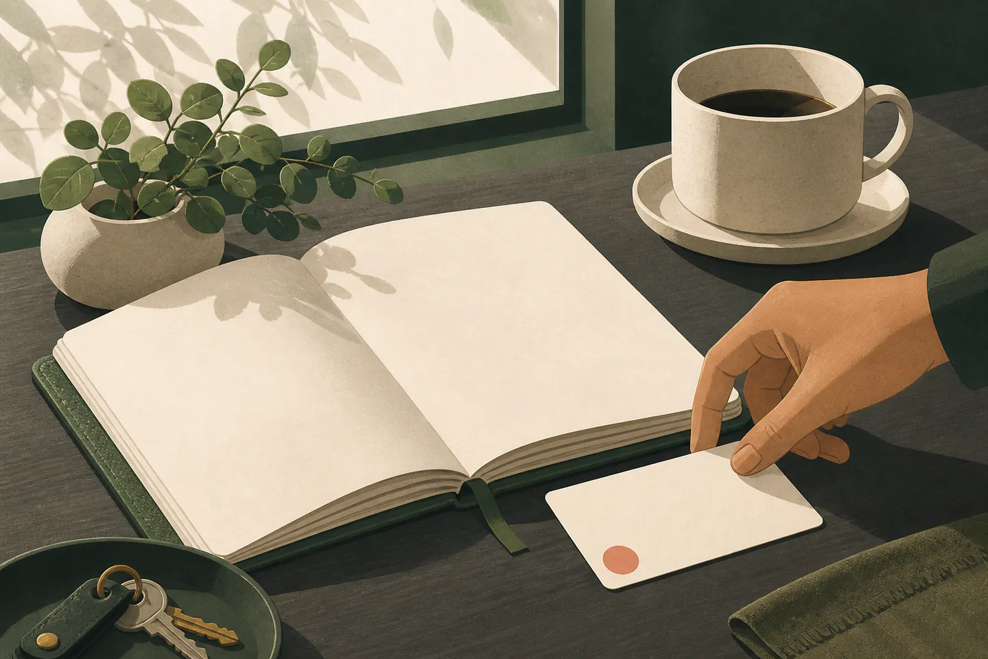 A calm morning workspace prepared around one intentional daily choice