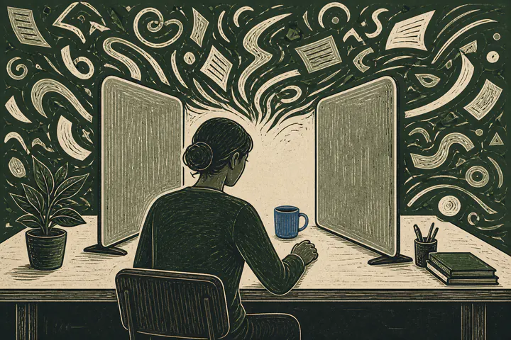 A person creating boundaries around distraction to concentrate on one task