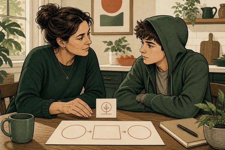 A parent and teenager turning a hard moment into one shared next step